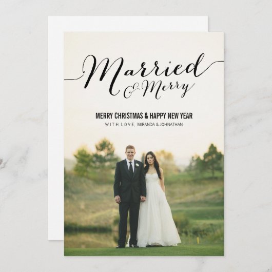 結婚したなクリスマスの写真の平らなカード シーズンカード (正面/裏面)