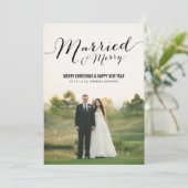 結婚したなクリスマスの写真の平らなカード シーズンカード (スタンド正面)