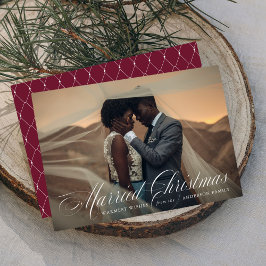 結婚したなクリスマス|バーガンディの休日の写真カード シーズンカード