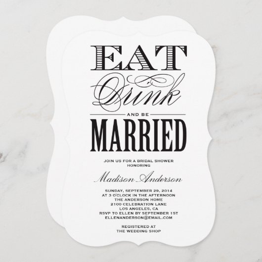 結婚したな|のブライダルシャワーの招待状があって下さい 招待状 (正面/裏面)