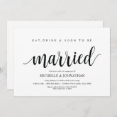 、結婚したに、婚約パーティの招待を食べて下さい、飲んで下さい 招待状 (正面/裏面)