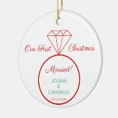 結婚したの結婚リングや輪フロントとバックストライプのオーナメント セラミックオーナメント (左)