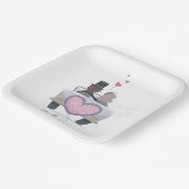 結婚したばかりのカップルが車で出発 ペーパープレート (傾斜あり)