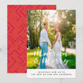 結婚したばかりの幸せな新婚夫婦のホリデー写真カード シーズンカード (正面/裏面)