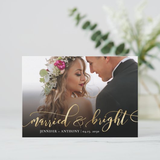 結婚したばかりの新婚夫婦の写真クリスマスカード (スタンド正面)