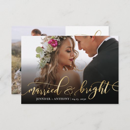 結婚したばかりの新婚夫婦の写真クリスマスカード (正面/裏面)