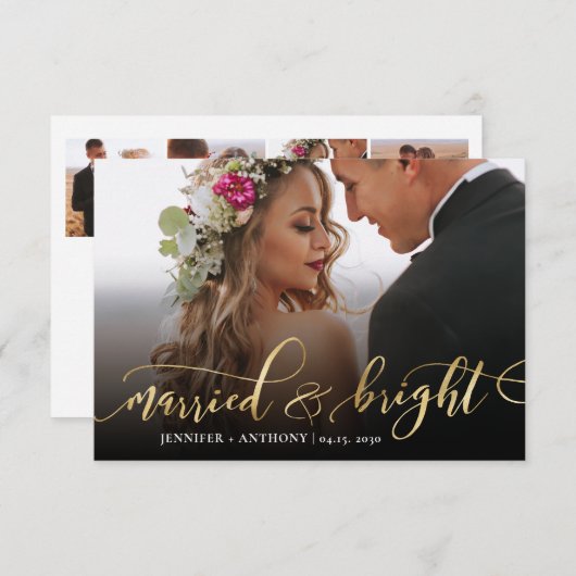 結婚したばかりの新婚夫婦の写真クリスマスカード (正面/裏面)