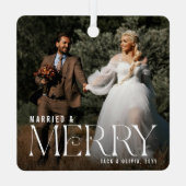 結婚したエレガントメリー結婚Photo Keepsake メタルオーナメント (裏面)