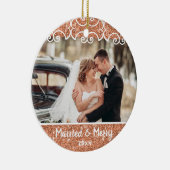 結婚したエレガントメリー2枚の写真バラ金ゴールド セラミックオーナメント (右)