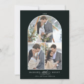 結婚したエレガントメリー3枚フォト深い緑 シーズンカード (正面)