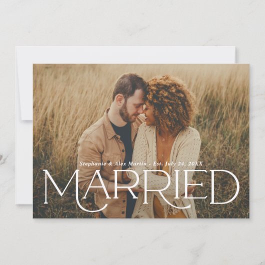 結婚したエレガント白の結婚写真 案内状 (正面)