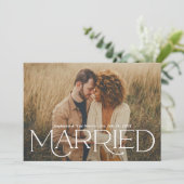 結婚したエレガント白の結婚写真 案内状 (スタンド正面)