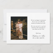 結婚したエレガント白の結婚写真 案内状 (裏面)