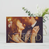 結婚したエレガント金ゴールド結婚の種類 案内状 (スタンド正面)