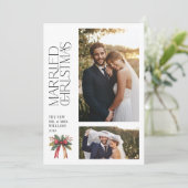 結婚したエレガントChristmas Red Bow新着写真2枚 シーズンカード (スタンド正面)