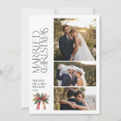 結婚したエレガントChristmas Red Bow新着写真3枚 シーズンカード (正面)