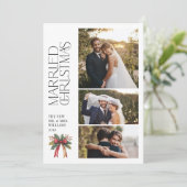 結婚したエレガントChristmas Red Bow新着写真3枚 シーズンカード (スタンド正面)