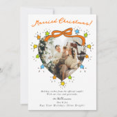 結婚したクリスマスのファンタジーな写真と星のライト シーズンカード (正面)