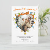結婚したクリスマスのファンタジーな写真と星のライト シーズンカード (スタンド正面)