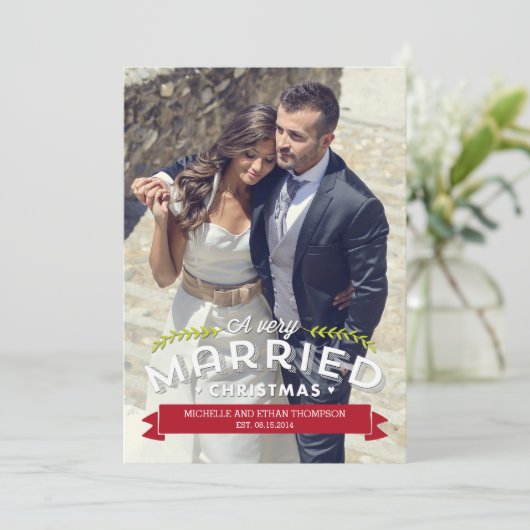 結婚したクリスマスの写真カード シーズンカード (スタンド正面)