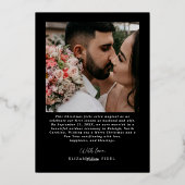 結婚したクリスマスの写真 新婚夫婦 ブラック&ゴールド 箔シーズンカード (裏面)