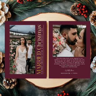 結婚したクリスマスの写真 新婚 ブルゴーニュ 箔シーズンカード
