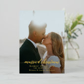 結婚したクリスマスの新しい写真黒グラデーション 箔シーズンカード (立ち正面)