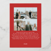 結婚したクリスマスの新しい写真黒グラデーション 箔シーズンカード (裏面)