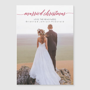 結婚したクリスマスの新婚フォトマグネット