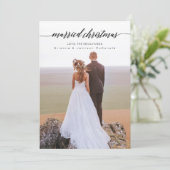 結婚したクリスマスの新婚写真 シーズンカード (スタンド正面)