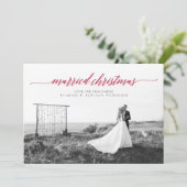 結婚したクリスマスの新婚写真 シーズンカード (スタンド正面)