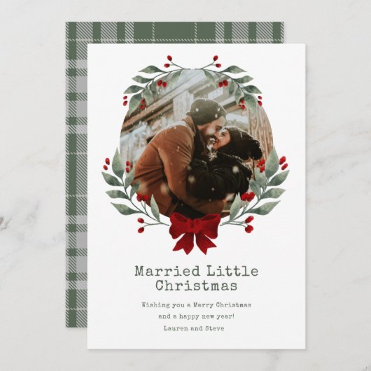 結婚したクリスマスの新婚写真 シーズンカード (正面/裏面)