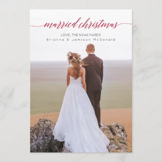 結婚したクリスマスの新婚写真 シーズンカード (正面)