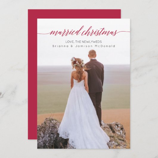 結婚したクリスマスの新婚写真 シーズンカード (正面/裏面)