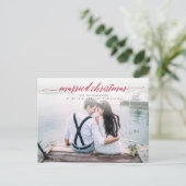結婚したクリスマスの新婚写真 シーズンポストカード (スタンド正面)