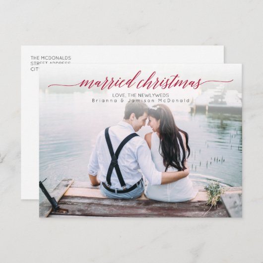 結婚したクリスマスの新婚写真 シーズンポストカード (正面/裏面)