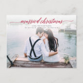 結婚したクリスマスの新婚写真 シーズンポストカード (正面)