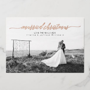 結婚したクリスマスの新婚写真 箔シーズンカード