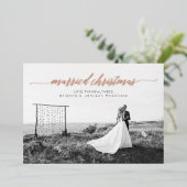 結婚したクリスマスの新婚写真 箔シーズンカード (立ち正面)