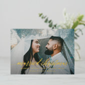 結婚したクリスマスの新婚写真 箔シーズンカード (立ち正面)