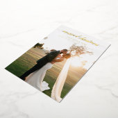 結婚したクリスマスの新婚写真 箔シーズンカード (回転した状態)