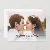 結婚したクリスマスの新婚写真 |黒 シーズンポストカード (正面/裏面)