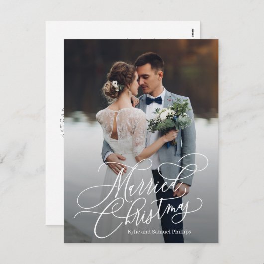 結婚したクリスマスの新着写真の休日はがき シーズンポストカード (正面/裏面)