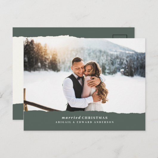 結婚したクリスマスの破裂した紙結婚の発表 ポストカード (正面/裏面)