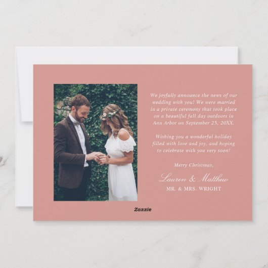 結婚したクリスマスエレガントバラ金ゴールド結婚の写真 シーズンカード (裏面)