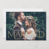 結婚したクリスマスエレガント金ゴールド結婚タイプの写真 シーズンカード (正面)