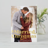 結婚したクリスマスクラシック伝統的タイポグラフィ 箔シーズンカード (立ち正面)