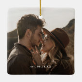 結婚したクリスマスシルバー雪片2写真 セラミックオーナメント (裏面)