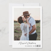 結婚したクリスマスタイポグラフィカップルの写真 シーズンカード (正面)