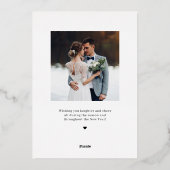 結婚したクリスマスフォイル新着フォトホリデーカード 箔シーズンカード (裏面)